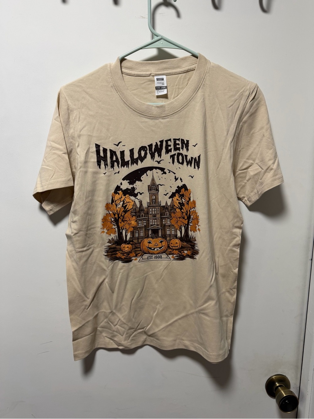 Halloween Town Graphic Short Sleeve Tee - Beige